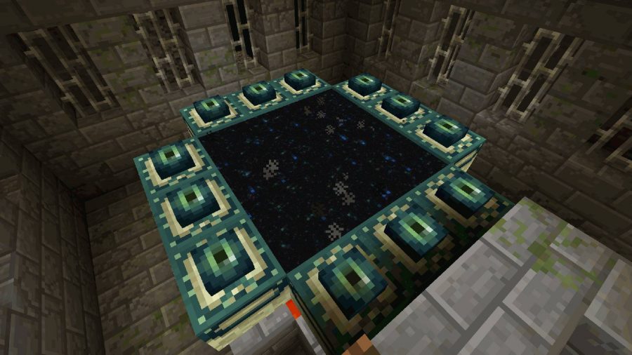 Endportal Minecraft: obraz przedstawia serię bloków utworzonych w celu stworzenia portalu do innego świata