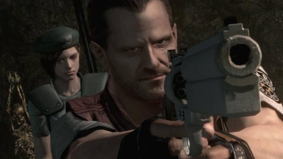 Postacie z Resident Evil: zrzut ekranu pokazuje kilku członków Stars w rezydencji Spencerów