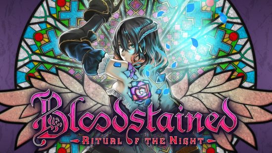Gry o wampirach: Bloodstained Ritual of the Night – kluczowa grafika przedstawiająca dziewczynę przed witrażowym oknem