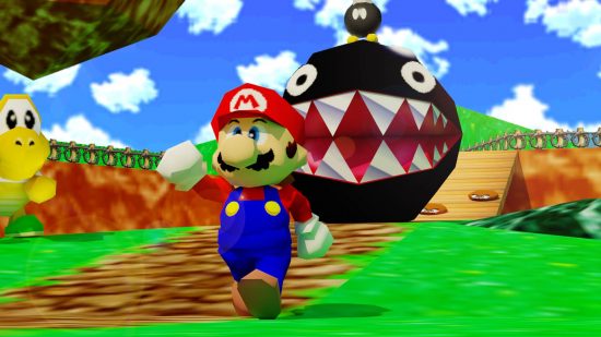 Tapety Mario: szczegółowa ilustracja przedstawia ario spacerującego po bob-Omb Battlefield z Super Mario 64