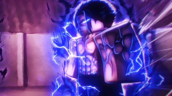 Tatakai Remastered koduje kluczową grafikę przedstawiającą wojownika świecącego niebieską elektrycznością
